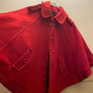 Red Wool Poncho-OS
